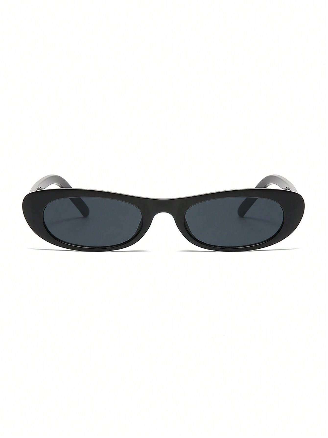 Sleek Black Retro Oval Sunglasses