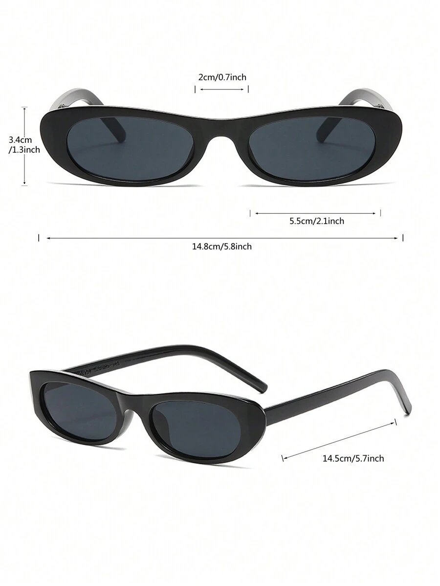 Sleek Black Retro Oval Sunglasses