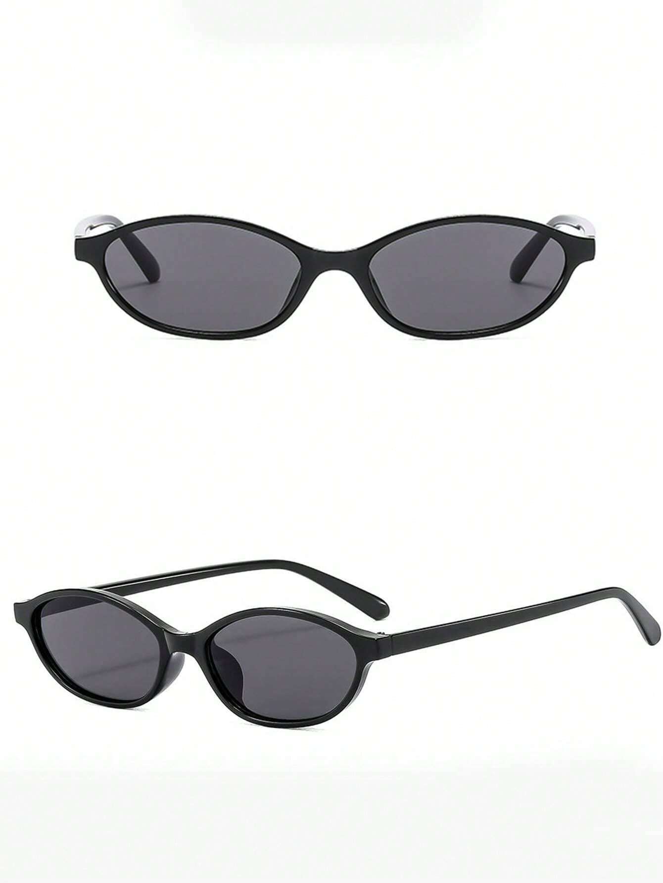 Trendy Black Oval Retro Sunglasses