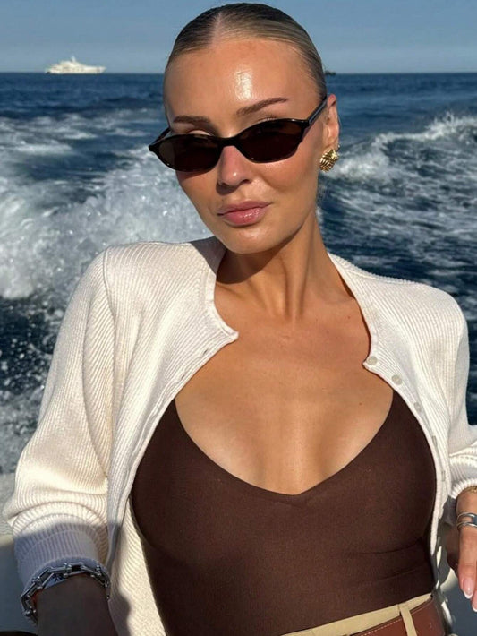 Trendy Black Oval Retro Sunglasses