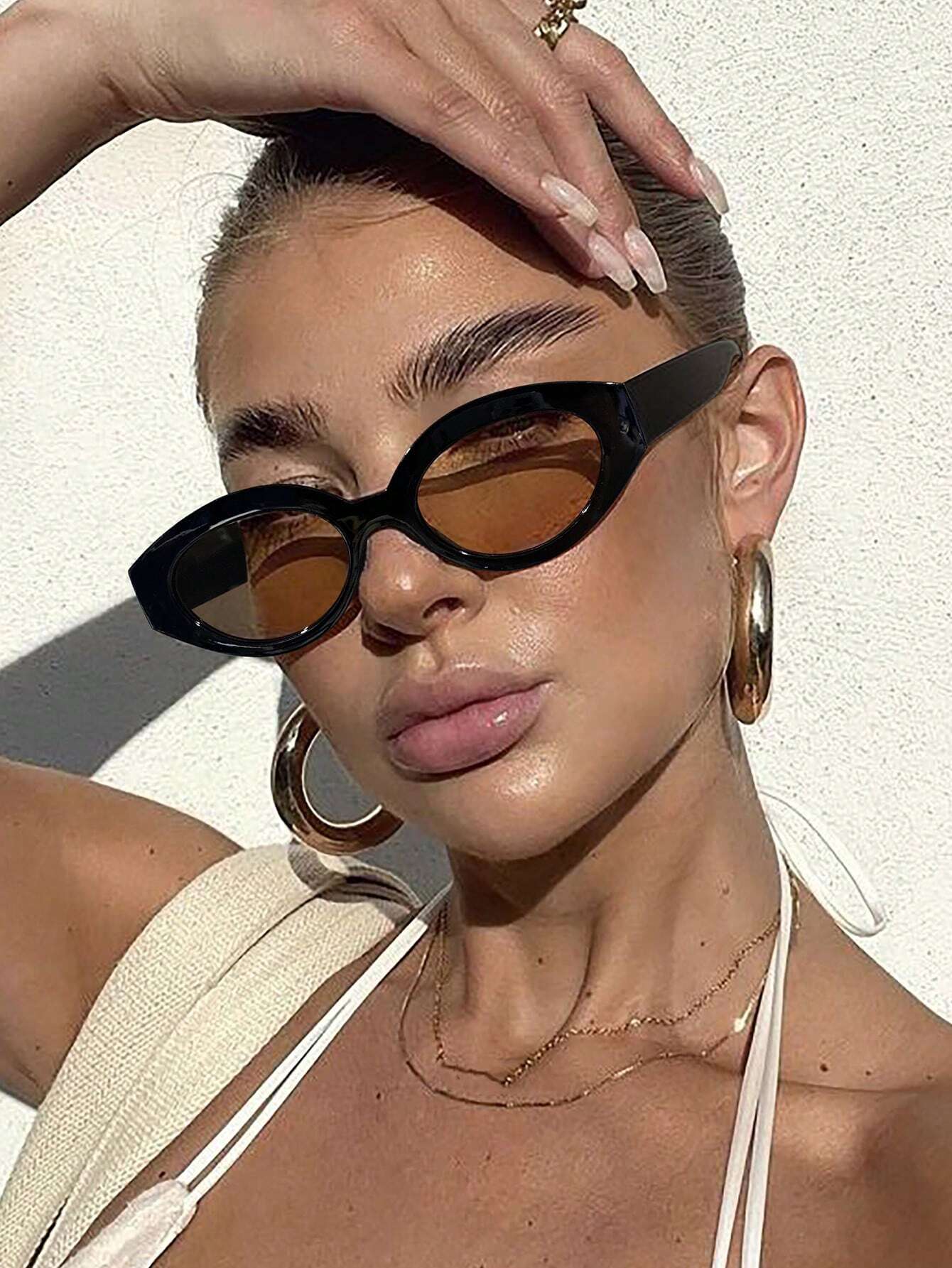 Modern Black & Brown Cat-Eye Sunglasses