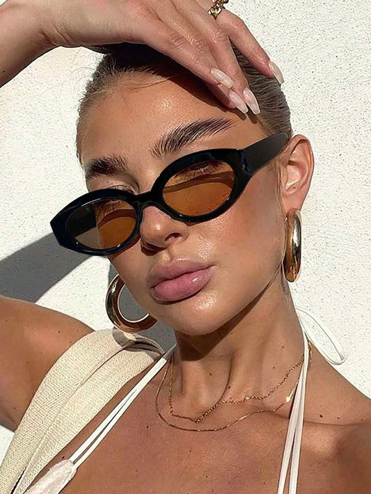 Modern Black & Brown Cat-Eye Sunglasses